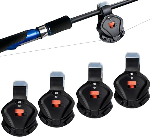 Mengshen 4 PCS Alarme de Morsure de pêche, Alarme électronique avec Son et indicateur LED Volume Sensibilité Ajustable pour l'extérieur Jour Nuit