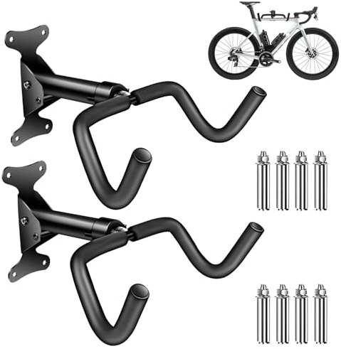 SuQurtom 2Pcs Bike Wall Mount, Adjustable Bike Storage Rack,Wall Mounted Bike Hanger with Foam Padded Protective for Indoor or Garage Bike Storage and Space Saving