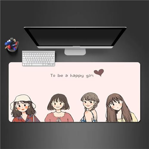 Mauspad XXL, 900x400x2mm Große Süßes Mädchen Gaming Mauspad, rutschfest Schreibtischunterlage, Waschbares Mousepad mit Vernähte Kanten für Gamer PC Maus und Tastatur
