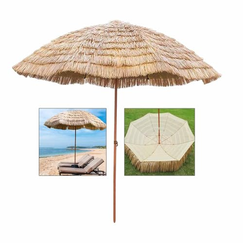 Ombrellone Da Hula Hawaiano Ombrellone Da Spiaggia Per Giardini Ombrelloni Da Tavolo Inclinabile/Regolabile Con Presa Di Terra Protezione UV 160/180/200/240cm(Size:180CM/6FT)