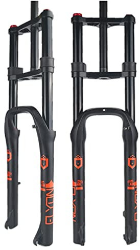 26-Zoll-Fatbike-Gabel 4.0 E-Bike-Federgabel 160 mm Federweg MTB-Luftgabel Snow Beach Elektrofahrrad-Vorderradgabel Dämpfung einstellbar 1-1/8 Gabelschaft QR 9 mm (Farbe: Schwarz Orange 26'')