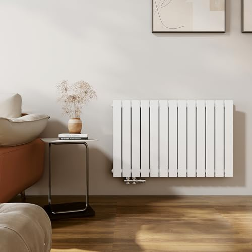 EMKE Radiateur Vertical, 630x1000 mm, Design À Raccordement Central, Radiateur À Panneaux Double Couche Mural, Blanc, 1343 Watts