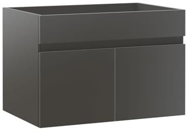 Aica Sanitär Waschbeckenunterschrank 60 cm Unterschrank MDF Waschtischunterschrank Badschrank Hochglanz Anthrazit