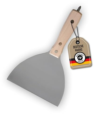 ELITE Profi-Trockenbauspachtel 150mm, rostfreies Edelstahlblatt | Holzgriff, ansatzfreies Glätten, ideal für Fugen, Schrauben und Gips-Verspachelung