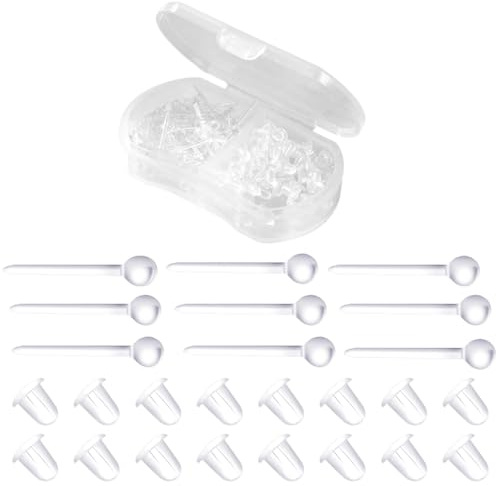 100 Piezas Tuercas de Pendientes Cierres Transparente de Goma Tapón de Seguridad Tope Posterior Pendientes de Plástico Planas para Hacer Joyería Bisutería Manualidades