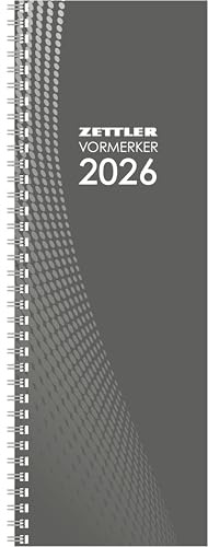Zettler Vormerkbuch 1W/1S 2026 – Wochenkalender 11 × 30 cm, 64 Seiten, 1 Woche auf 1 Seite, Zweimonatsübersicht, Steuertermine, Tages- & Wochenzählung, Spiralbindung, Kartoneinband mit Jahreszahl, FSC