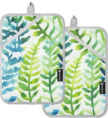 Set di 2 presine alla moda, resistenti al calore, resistenti al calore, per forno da cucina, presine, con tasche, set per cottura al forno