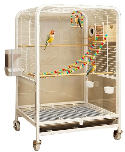 ZXTRYBHD Großer Vogelkäfig zum Stehen aus Schmiedestahl, Birdcage Käfig für Nymphensittiche, Graupapageien, Sittiche, Tauben, Papageienkäfig mit Ständer