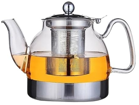 Teiera in vetro da 800/1100 ml, per fornello a gas, fornello a induzione, bollitore per acqua, teiera cinese con filtro resistente al calore (1100 ml)