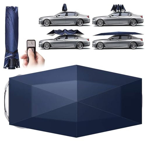 moupeaktain Parasol Automático para Coche, Control Remoto, Protección 360° contra La Intemperie, Toldo Retráctil para Techo, Cochera Plegable para Exteriores.,Blue-5.2M