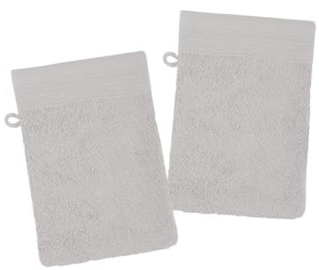 Stof Gants de Toilette en Coton Doux, Lot de 2, Gris Clair, pour Salle de Bain et Spa