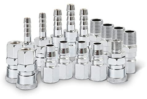 18pcs Air Line Connectors Euro Airline Hose Compressor Fittings 1/4 BSP Air Line Fittings Hose Pipe Airline Connector Couplings Tools Plugs Kit Accessories with Male Female Thread