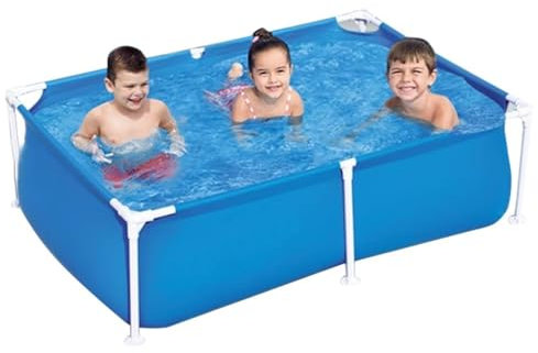 Marco Piscina 120-300cm Acero Pro Rectángulo Piscina Elevada Marco Acero Piscina Rectangular Familia Piscina Elevada Piscina Exterior Jardín(150 * 105 * 45cm)