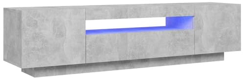 Rantry Mobile Porta TV con Luci LED Grigio Cemento, Ampio Design 160x35x40 cm
