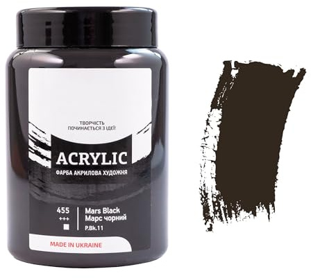7 Artists Pintura Acrilica Negra de Marte 400 ml – Pinturas Acrilicas para Lienzos, Piedras y Arcilla | Pintura Acrilica Manualidades para Pintar y Craft | Acrylic Paint Black para Cuadros, Lienzo