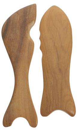 FOMIYES 2 Stück Holz Massageboard Fischform Langlebiges Gua Sha Scraping Tool Leichtes Tragbares Ganzkörper Massagegerät zur Gesichtspflege Faltenreduzierung für Männer und Frauen Geeignet