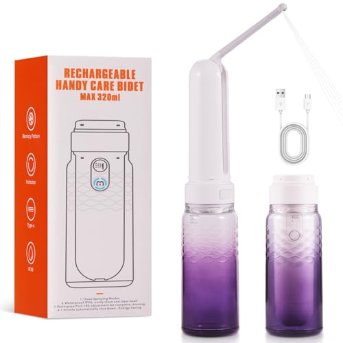 Portable Electric Travel Bidet, 3 Modes Rechargeable Handheld Sprayer 320ml | IPX6 Mini Bidet Sprayer Bottle; for Personal Hygiene, Postpartum, Infant, Perineal & Hemorrhoid Care; Intimate Self Shower