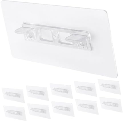 SEWACC 16pcs Self Adhesive Shelf Brackets Clear No Drill Shelf Support Pegs for Wardrobe Cabinet Bookcase Kitchen Storage Construction Easy Quick Installation Lightweight Clips