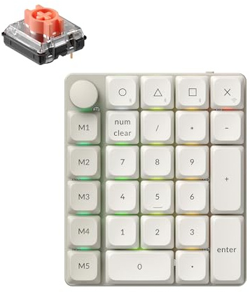 Keychron K0 Max QMK Wireless Custom Number Low-Profile RGB Backlit (Hot-Swappable) Silent Red Switch Keypad, 2.4 GHz & Bluetooth 5.3 Connection, 1000Hz Polling Rate - Retro Version