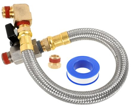 DIYEAH 1/4npt Brass Quick Connect Ball Valve Drain Valve Kit for Air Compressor Extended Tank Drain Assembly Air Compressor Accessories Set