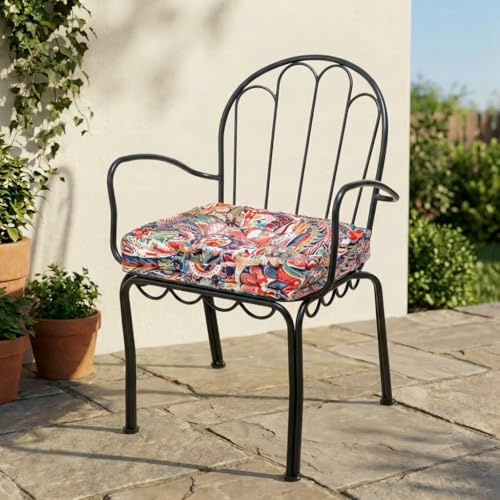 CHERRYARN Outdoor Camping Chair Pad Patio Bistro Cushion 17x17 Inch Thick Seat Cushion, 3.5 Plush Padding for Camping Picnic Hiking, Portable Folding Chair Cushion for Beach Garden Picnic, Bloom