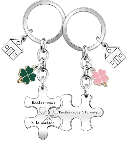 QTZXZX Porte clé Maison Couple Personnalisé Porte-Clef en Gravé et Original pour la Maison du Bonheur Cadeau Emmenagement Idée Cadeau Couple Original pour Couple et Crémaillère
