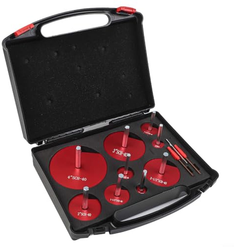 Kit de escariador de PVC, 9 piezas, vástago hexagonal de aleación de aluminio de 1/4 para quitar tubos rotos de PVC CPVC ABS de accesorios soldados o roscados, tamaños de 1/2 a 4 pulgadas, diseño