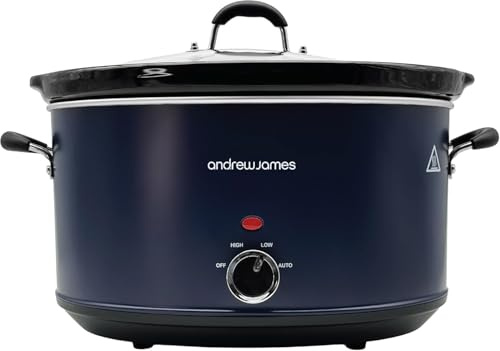 Andrew James 8L Slow Cooker - Roast-to-Rest – Extra Large Family Slow Cooker with Ceramic Pot, Easy-Clean Design, 3 Heat Settings & Glass Lid – Ideal for Roasts, Soups & Party Meals