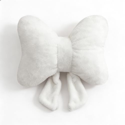 FARYODI 3D-Kissen-Dekoration Mit Schleife, Weich und Kuschelig, Modernes PlüSchkissen, Kreatives Deko-Element für Wohnzimmer, Schlafzimmer, BüRo, Valentinstag, 30 cm (Weiß)