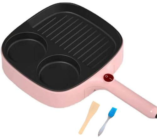 Padella elettrica, piastra antiaderente divisa per cuocere muffin, hamburger, bistecche e pancake