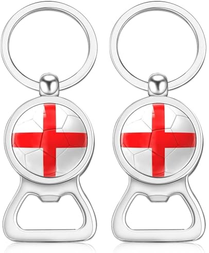 2PCS World Cup England Football Keyring Bottle Opener World Cup Football 2026 Beer Bottle Opener England Keyring World Cup Merchandise Family Gatherings or Game Day Celebrations Attach to Bag or Keys