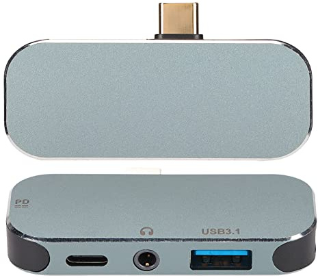 Diyeeni Adaptador de Base USB C Hub 5 en 1 Tipo C con Carga PD de 10Gbps y 100W, Puertos Intercambiables en Caliente, AUX de 3,5mm para Wins, y OS X