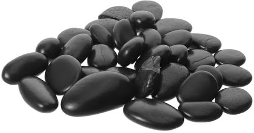BELLIFFY Set di Pietre Naturali per Cucinare, Ciottoli Neri Resistenti al Calore, Sassi di Fiume Levigati, per Giardino e Riunioni all'Aperto, 1 Set