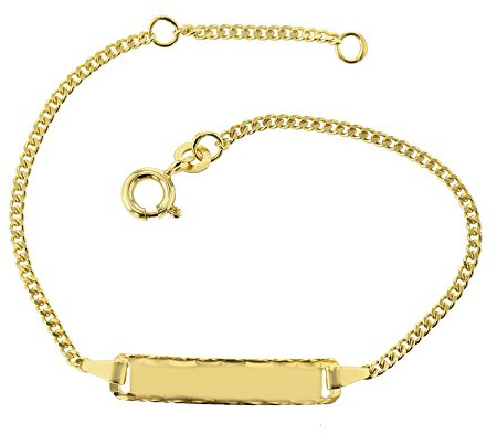 JC Smycken 333 guld baby ID-armband barn guldarmband 16 cm I armband med gravyr pansarplatta doparmband guld namnarmband I babyarmband med namn I barnsmycken tillverkade i Tyskland I 5.56559, 16