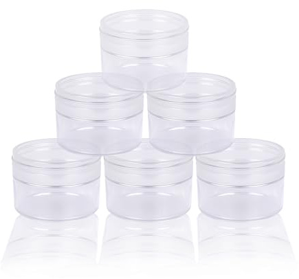 ZADAWERK® Einmachgläser - Kunststoff - 50 ml - 6 Stück - Kleiner Behälter mit Schraubverschluss - transparente Kosmetikdose - für Reise und Aufbewahrung - Nagelkunst, Creme