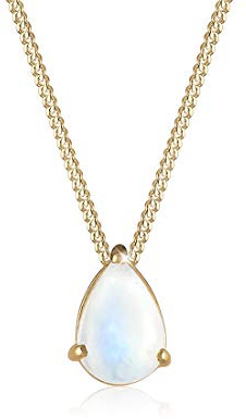 Elli Halskette Damen Tropfen Anhänger Elegant mit Mondstein | 925 Sterling Silber Vergoldet