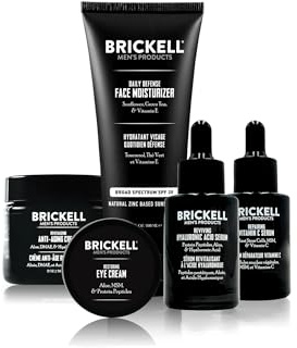 Brickell Men's Products vollständige defense anti-aging-routine, nachtgesichtscreme, vitamin c tag und nacht serum, moisturizer w/spf und augencreme, natur- und bio, duftend