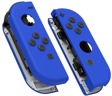 eXtremeRate Soft Touch Grip Blue Joy con Handheld Controller Housing with Full Set Buttons, DIY Replacement Shell Case for Nintendo Switch Joycon & Switch OLED Joy con – Console Shell NOT Included