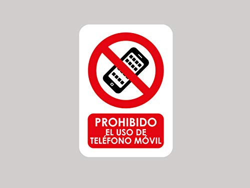 Pack 5 Señales de Prohibido el Uso de Teléfono Móvil | Medida 21x29,70cm | Señaletica en Vinilo Adhesivo Monomérico | Duradera y Económica