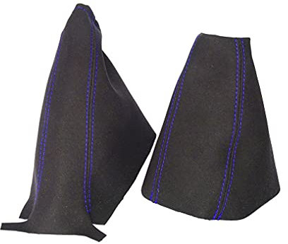The Tuning-Shop Ltd Schaltsack Handbremsmanschette kompatibel mit Opel Corsa D Wildleder verschiedene Nähte Farbe wählbar (blaue Naht)
