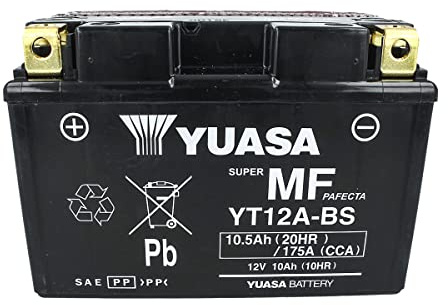 Yuasa YT12A-BS Motorcykelbatteri - Underhållsfri - 12V 10Ah - Storlek: 150x87x106mm Kompatibel med KYMCO People GT 200-2013