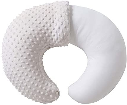 QUENESS Nursing Pillow with Slipcover for Baby Boys and Girls, Breast Feeding Pillows with Pillowcase for Breastfeeding, Bottle Feeding, Baby Support with Removable Nursing Pillow Cover (Beige)