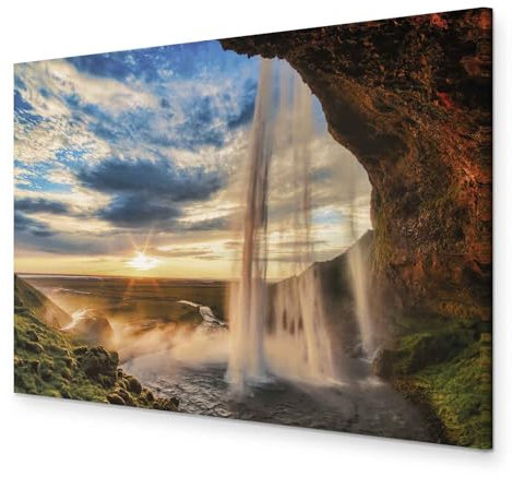 murando - Akustikbild Wasserfall Bilder Akustikschaum Hochleistungsschallabsorber Schallschutz Leinwand 1 tlg Wandbild Raumakustik Schalldämmung Natur Landschaft c-B-10004-b-a