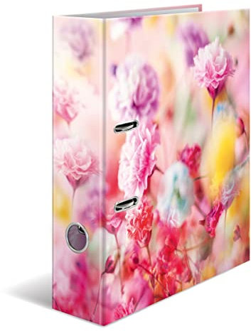 HERMA Ordner A4 Rosa Blüten, 7 cm breit, Kinder Ringordner mit Pflanzen Motiv, bunter Aktenordner mit Innendruck für Jungen und Mädchen