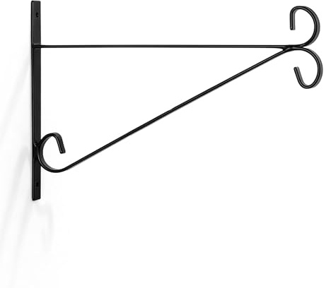 WINSOME Hanging Basket Bracket Outdoor Metal Plant Holder Wall Hanging Brackets Twisted Garden Hooks for Lantern/Light/Bird Feeder/Flower Pots (14-Inch, Pack of 1)