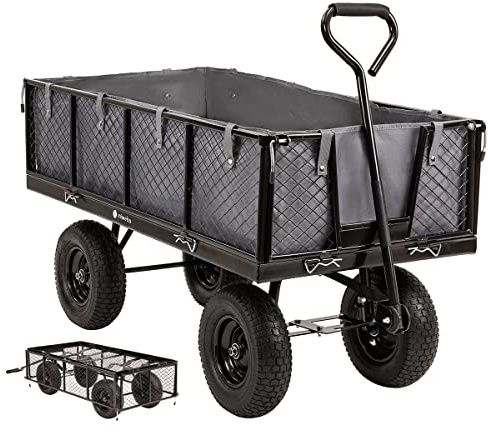 Miweba Chariot d’extérieur MB-700 - Bâche - Parois Pliables - Capacité de Charge 700 kg - Pneus pneumatiques - Chariot Pliable - Chariot de Jardin - Chariot de Transport - Brouette