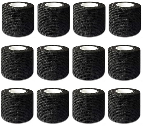 LEAYOKA Grip Cover Wrap - 12 Stück 5cm x 4,5 m Tape Grip Bandage Klebeband Klebeband Selbst klebendes Band Wrap Elastische Bandage Wickel griff für Maschinen