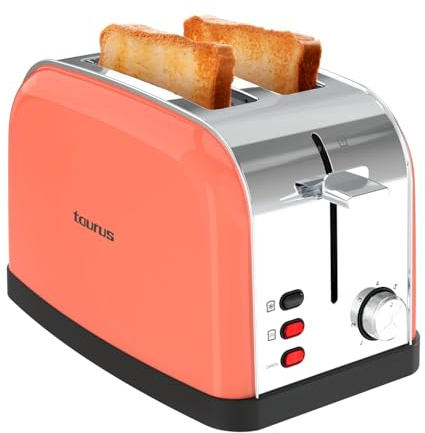 Taurus - Tostador 950W, 2 Ranuras, 7 Niveles, INOX, Autocentrado, Vintage