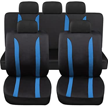 Rebeca Shop - Copri sedili Auto Universali LS09 | Colore Blu | Set Anteriori e Posteriori | Poliestere | No Suv