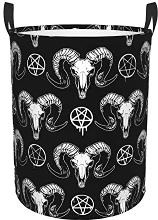 Mysterious Ram Skull Circular Hamper Clothes Storage Bucket Storage Bagcollapsible Laundry Basket